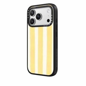 Casetify iPhone 17 pro Yellow White Striped Case with charm